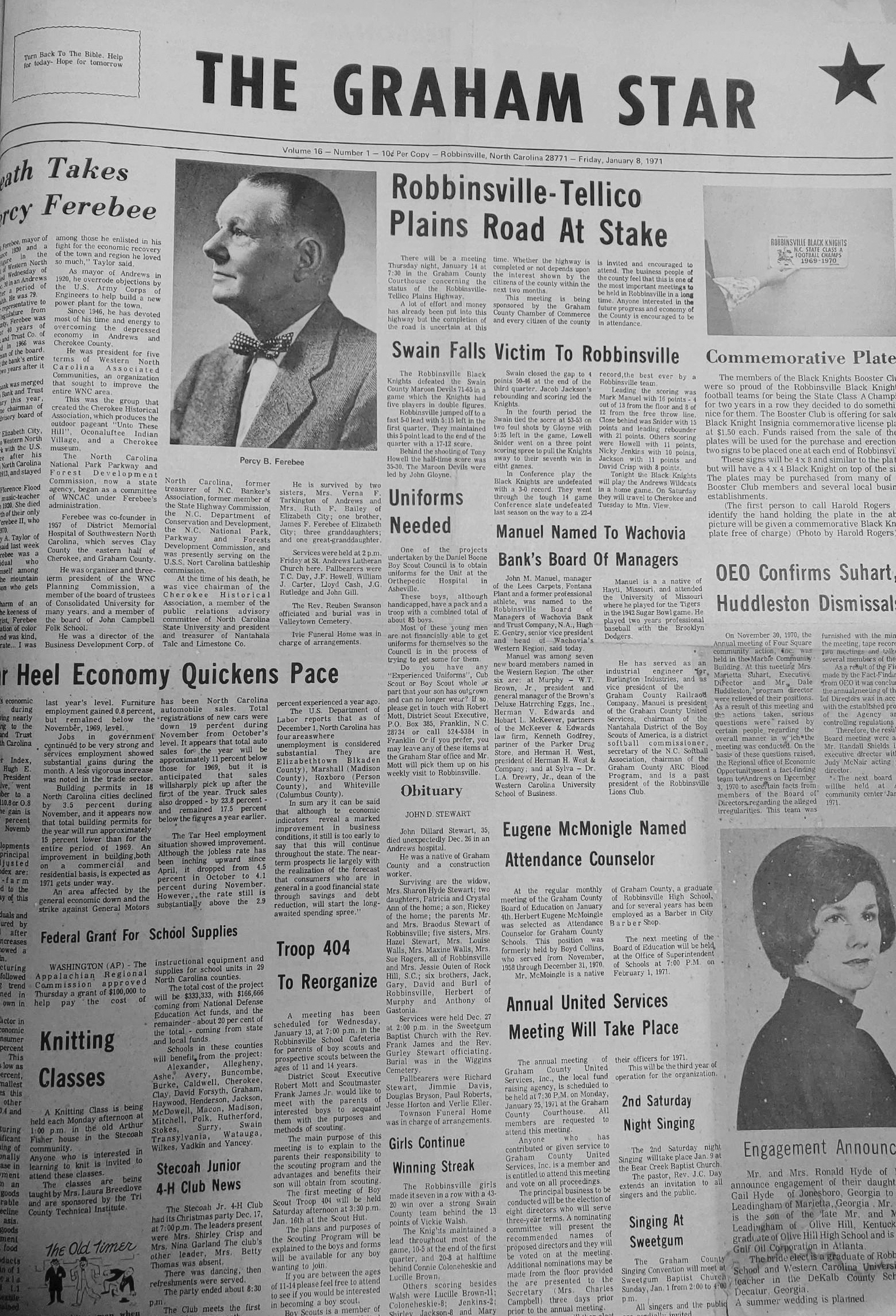 The Graham Star's front page from 50 years ago (Jan. 8, 1971).