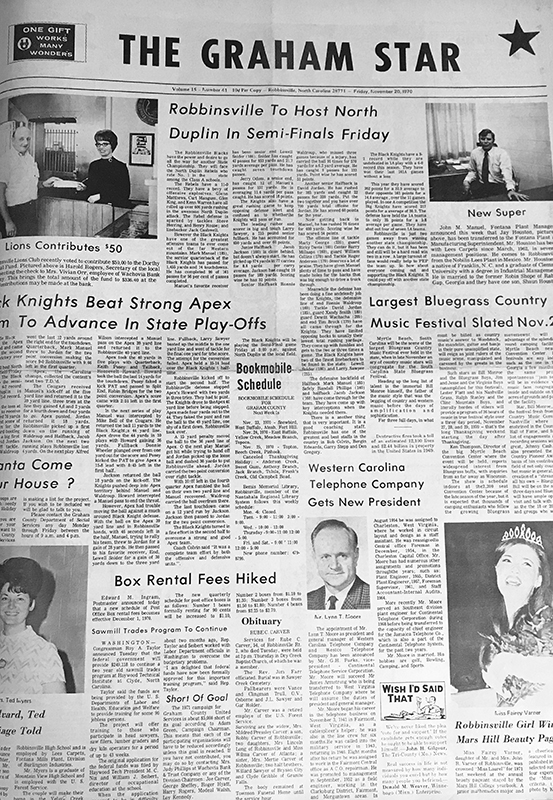 The Graham Star’s front page from 50 years ago (Nov. 20, 1970).