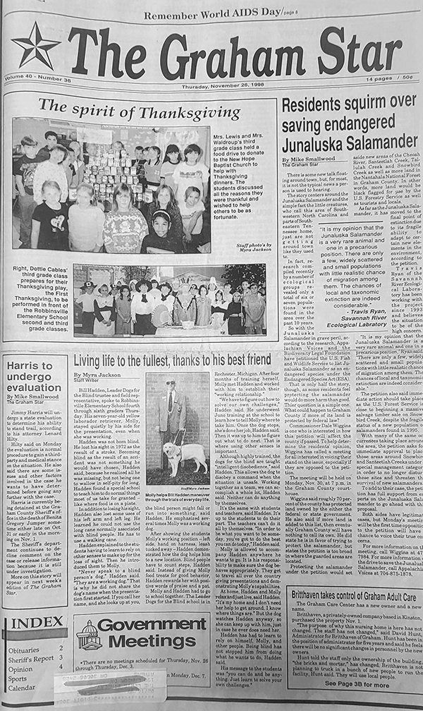 The Graham Star's front page from 25 years ago (Nov. 26, 1998).