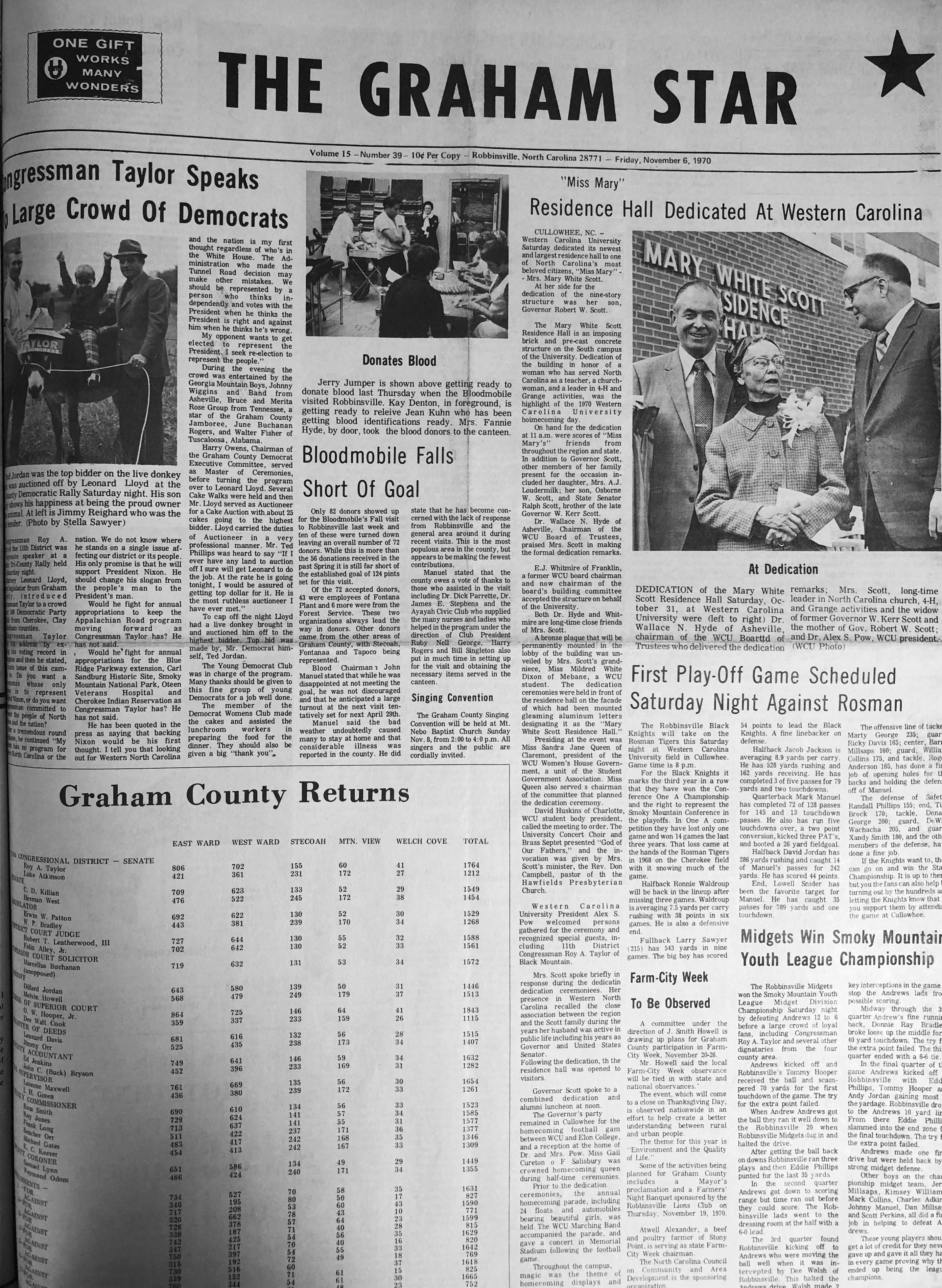 The Graham Star’s front page from 50 years ago (Nov. 6, 1970).