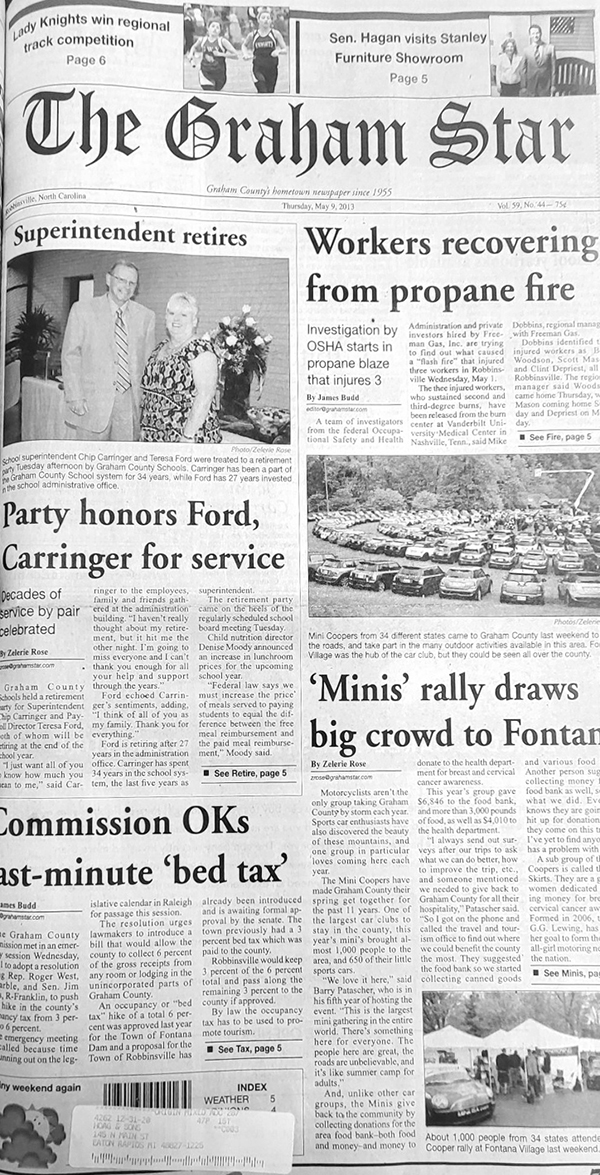 The Graham Star's front page from 10 years ago (May 9, 2013).
