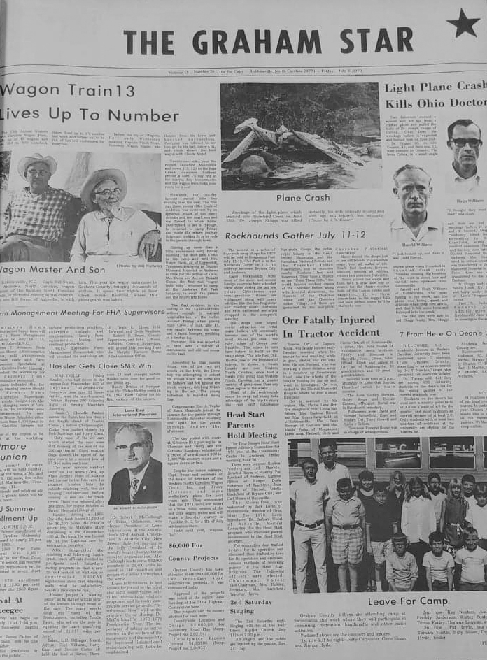 The Graham Star’s front page from 50 years ago (July 10, 1970).