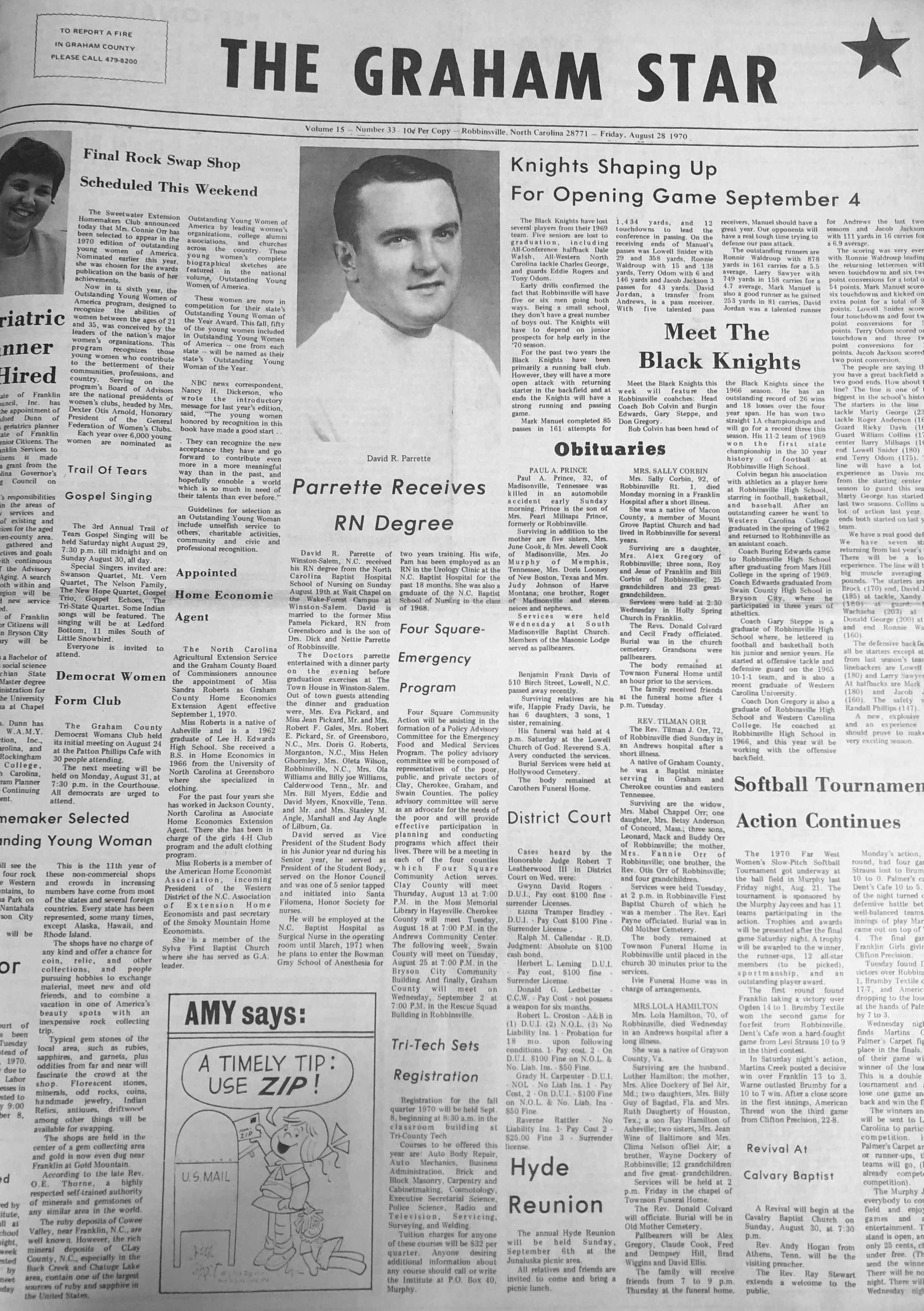 The Graham Star’s front cover from 50 years ago (Aug. 28, 1970).