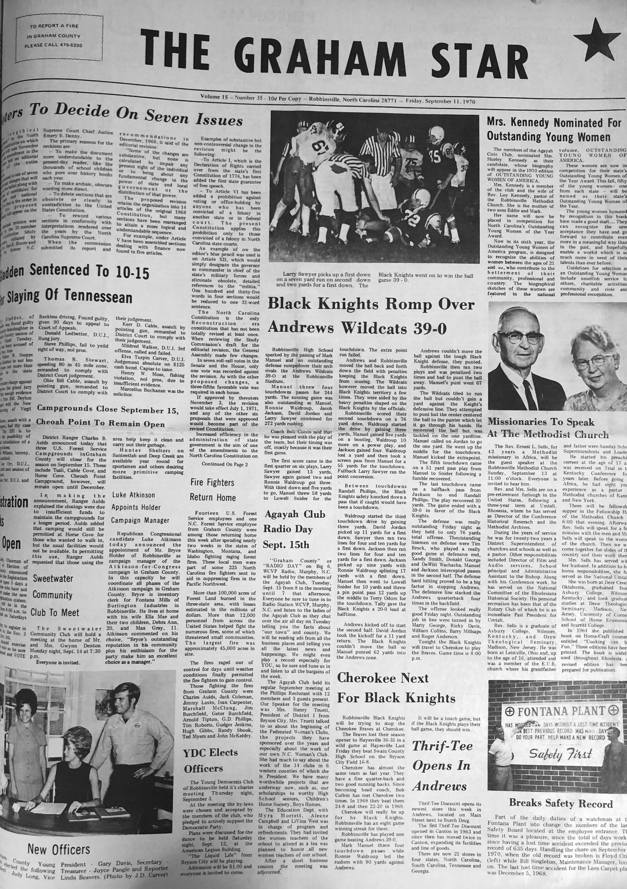The Graham Star’s front cover from 50 years ago (Sept. 11, 1970).