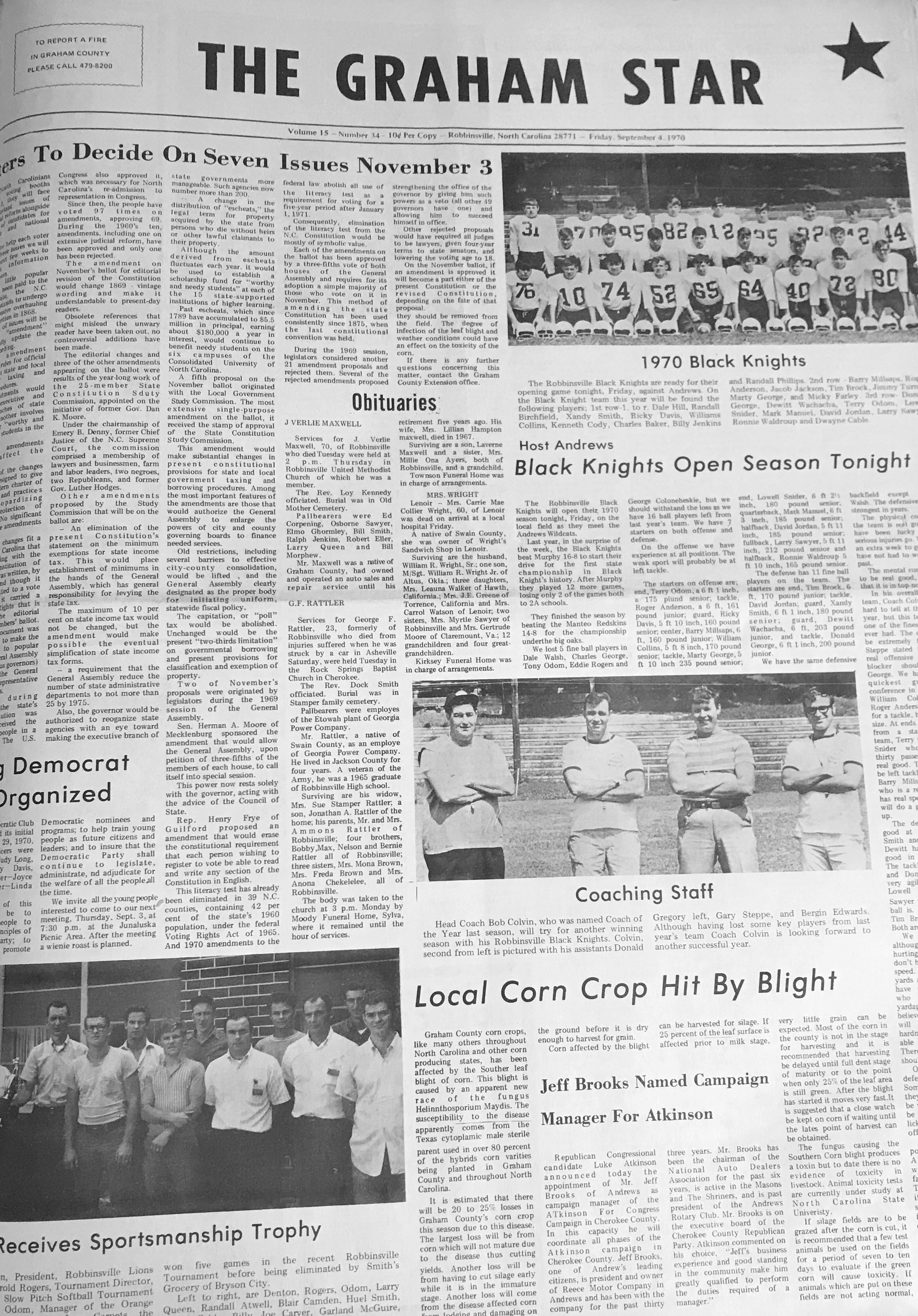 The Graham Star’s front page from 50 years ago (Sept. 4, 2020).