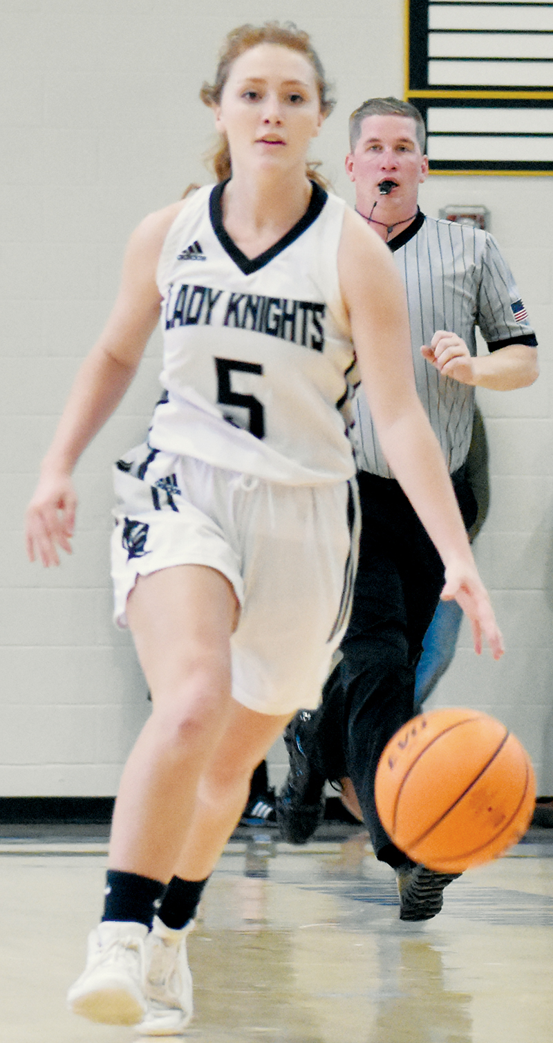 Halee Anderson brings the ball up the floor during Saturday’s All-Star Game at Highlands.