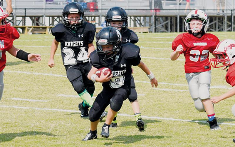 Robbinsville Termite Black Knight Braylon Phillips weaves through the Copper Basin, Tenn., defense during a Sept. 28, 2019 showdown. The Smokey Mountain Youth Conference announced the cancelation of the 2020 football and cheerleading seasons on June 16. Photo courtesy of Jenny Millsaps