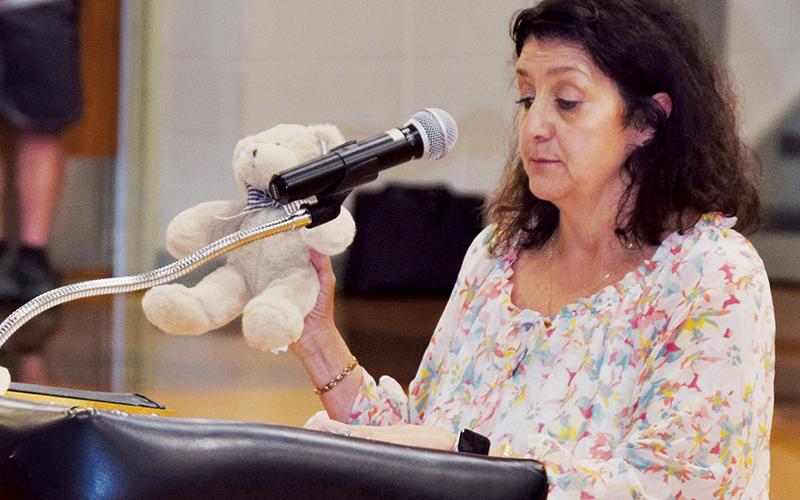 Latresa Phillips was one of several Graham County residents who gave tearful testimonies about how drug abuse has affected their personal lives at Friday’s town hall.