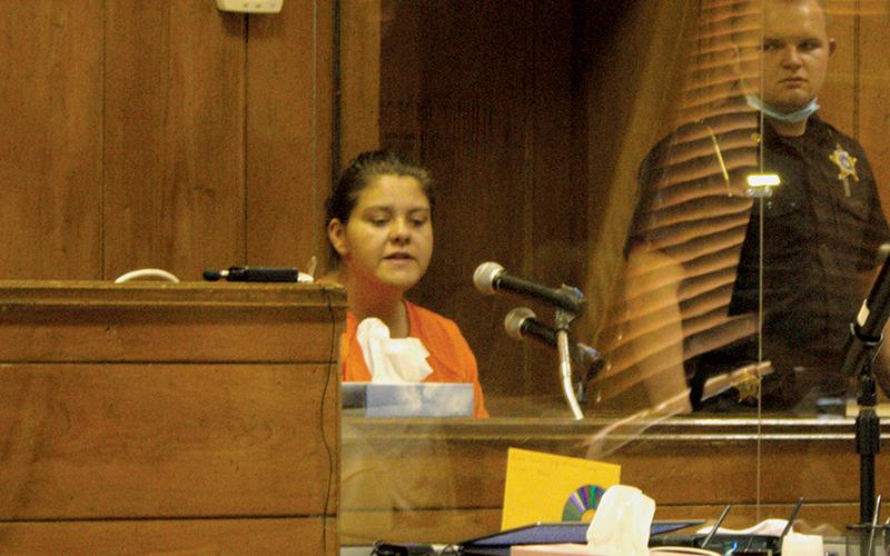 Summer Teesateskie gives testimony on the stand in Superior Court on May 6. She was sentenced to 90 days, after repeatedly violating the conditions of her parole. Photo by Charlie Benton/news@grahamstar.com