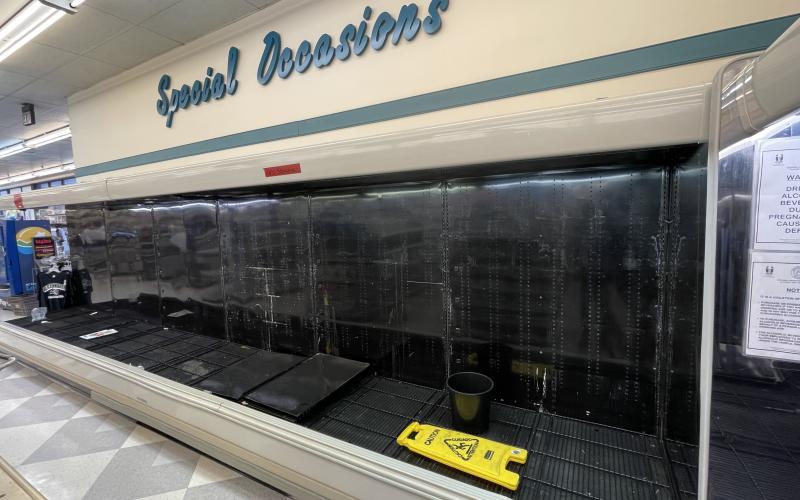 Coolers have been installed in the former greeting cards section at Ingles in Robbinsville in preparation for beer and wine sales. Photo by Randy Foster/news@grahamstar.com