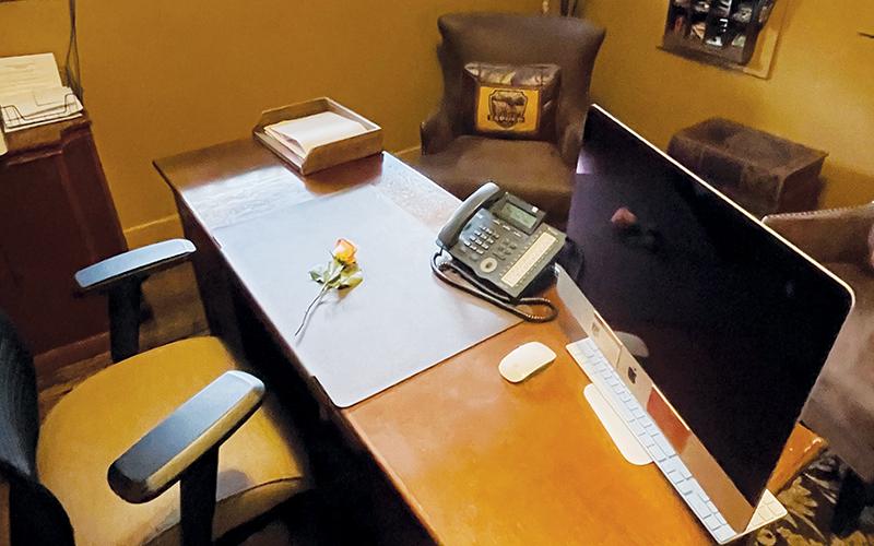 A single rose was placed on the desk of Historic Tapoco Lodge General Manager Kimberly Vaught, who died in her sleep on Jan. 10.