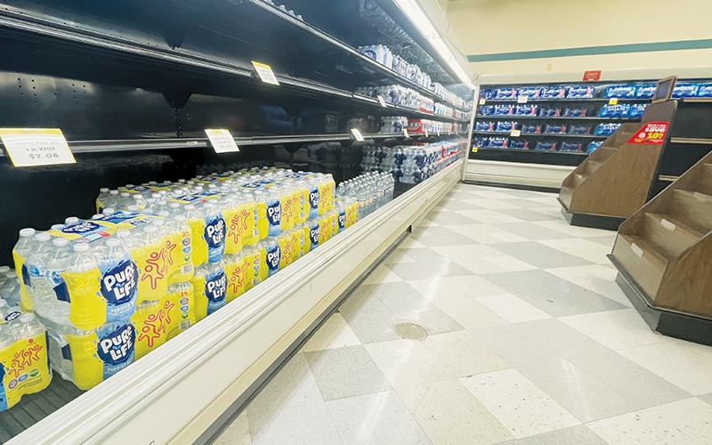 Ingles in Robbinsville scrambled to remodel a corner of its store for the sale of beer and wine after November’s election, but delays with the permit forced the market to fill the space with water. That will not be the case for much longer, though. Photo by Randy Foster/news@grahamstar.com