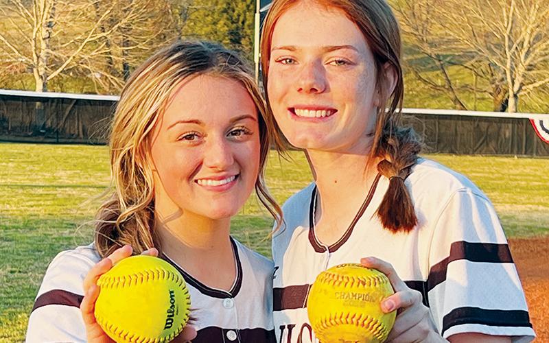 Robbinsville senior Ally Ayers (left) and sophomore Zoie Shuler aired out a pair of homers in Monday’s 14-1 win over Copper Basin, Tenn. Photo by Kevin Hensley/sports@grahamstar.com