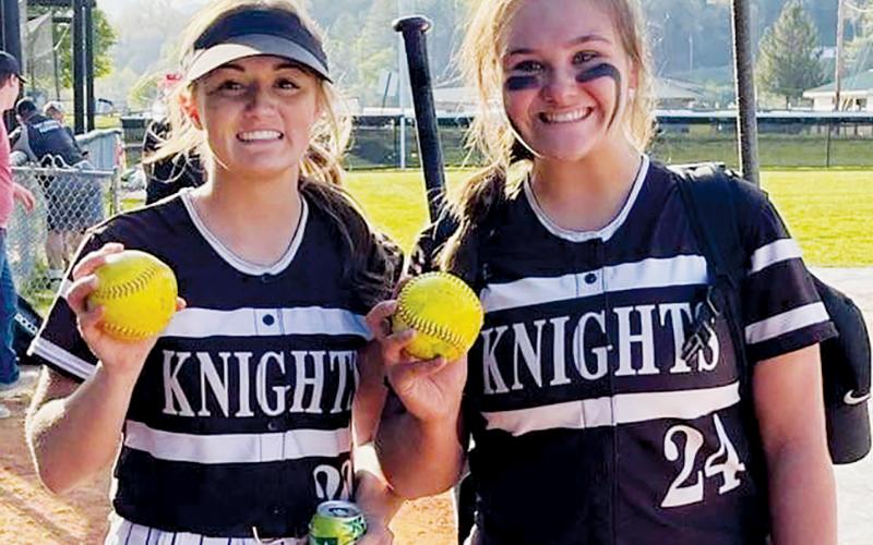 Ally Ayers (left) and Odom then hit another pair of homers for Robbinsville in Monday’s 14-1 win over Andrews.