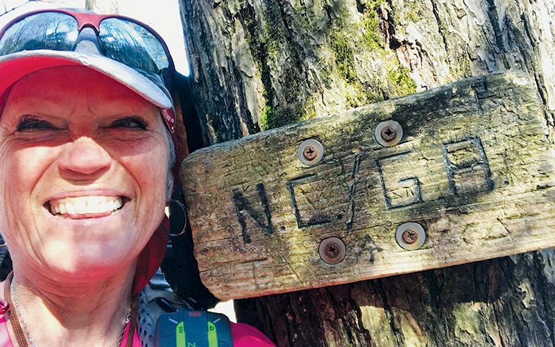 Kelly Karr was beaming after reaching the North Carolina/Georgia border on the Appalachian Trail.