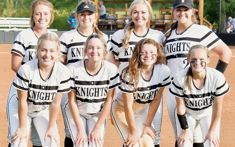 After May 5’s regular-season finale against Hiwassee Dam, the Robbinsville softball program recognized its eight seniors. All names are listed from left. Front row: Sarah Gibby, Baylee Parham, Aynsley Fink and Brook Turpin. Back row: Halee Anderson, Ally Ayers, Patience Frapp and Ivy Odom. Photo by Kevin Hensley/sports@grahamstar.com