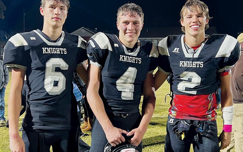 A trio of cousins – Bryce, Cuttler and Brock Adams (from left) – sparked Robbinsville’s defensive and offensive fortunes during the second half of Friday’s 30-13 conference win over Cherokee. Photo by Kevin Hensley/sports@grahamstar.com