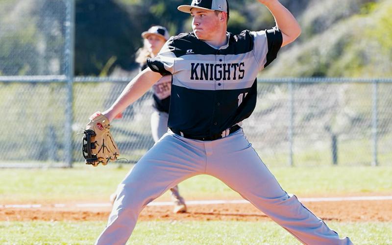 Robbinsville lefty Ethan Orr prepares to deliver a pitch against Stilwell, Okla., on March 15. Photo courtesy of Miranda Buchanan/Robbinsville High School Yearbook
