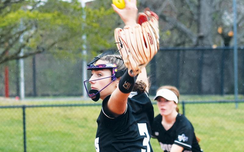 Junior ace Memory Frapp struck out seven Cherokee batters to aid Robbinsville’s thumping of the Lady Braves on Friday. Photos by Montana Buchanan/The Graham Star