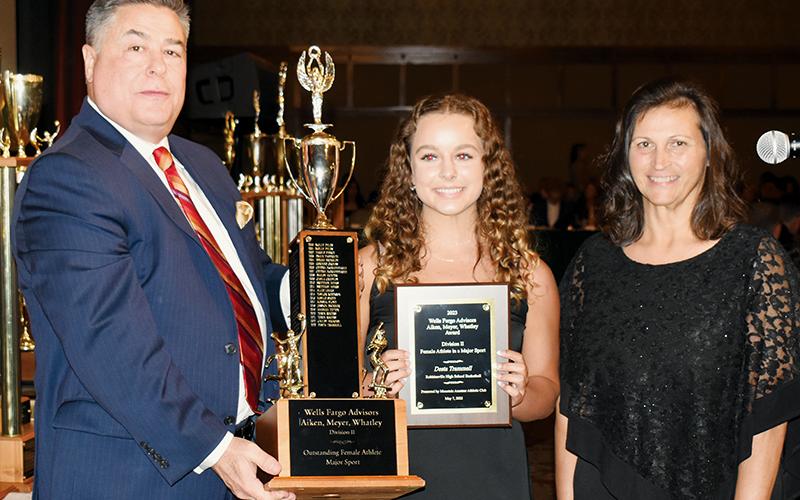 Lady Knights senior Desta Trammell was named as the 2023 Wells Fargo Advisors/Aiken, Meyer, Whatley Division II Female Athlete of the Year, Major Sport at Sunday’s WNC Sports Awards Banquet. Photos by Kevin Hensley/sports@grahamstar.com