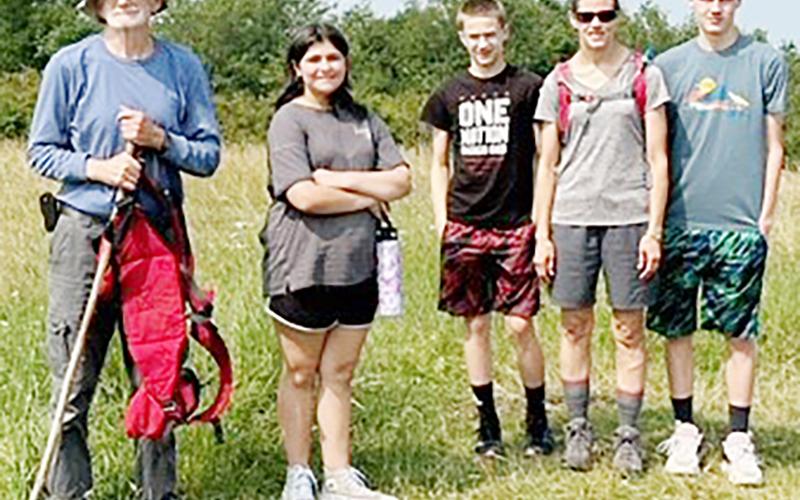 The Graham County 4-H group at Whig Meadows. From left are Hoot Gibbs; Cheslyn Orr; and Ben, Heather and Nathan Frederick. Photo courtesy of Randy Collins
