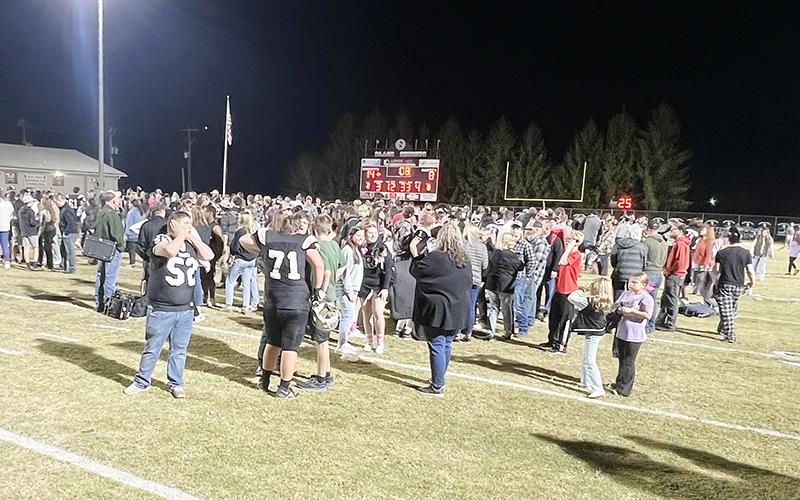 It did not take long for Bob Colvin Field to become heavily occupied Friday night, moments after the Robbinsville Black Knights secured their 27th Smoky Mountain Conference title by defeating Swain County under the Big Oaks. Photo by Kevin Hensley/sports@grahamstar.com