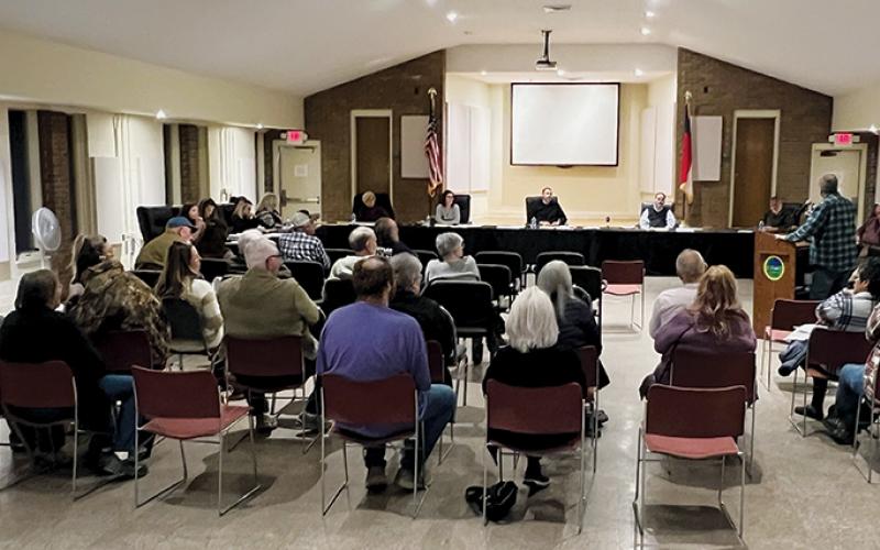 Public outcry about the county’s decision to shut down all but three sanitation sites led to a crowd of roughly 40 residents lining the community room for Tuesday’s meeting. Photo by Kevin Hensley/editor@grahamstar.com