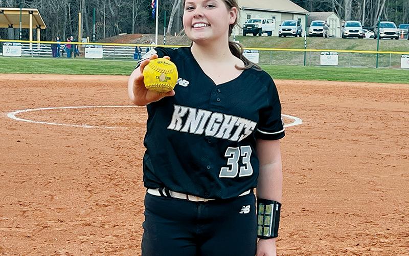 In her first game as a Robbinsville Lady Knight, Sophie Roberts launched the  program’s first home run of the year at Smoky Mountain on Monday. Photo by Kevin Hensley/sports@grahamstar.com