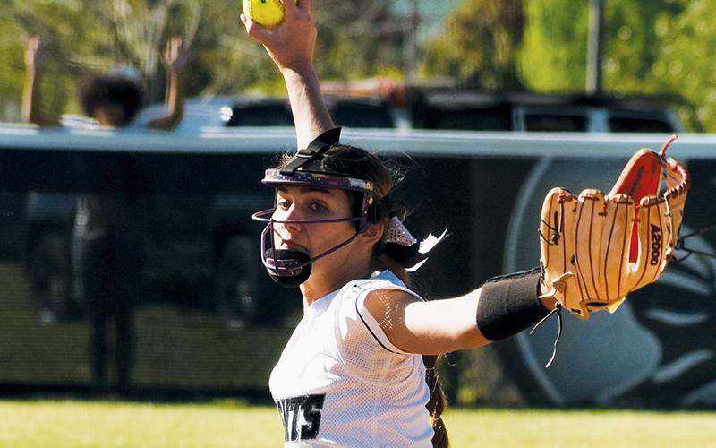 Senior Memory Frapp became the Robbinsville Lady Knights’ all-time “strikeout queen” Monday,  surpassing the program’s former standard in a 14-4 rout of Hiwassee Dam. Photo by Jacquline Gayosso/The Graham Star