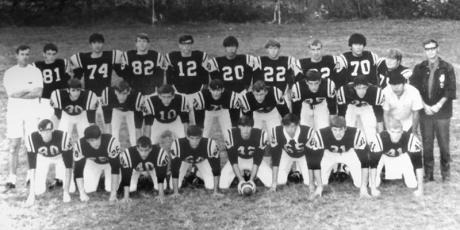 Pictured is the 1970 Robbinsville football team. From left are: Front row: Randal Phillips, Dale Hill, Boes Baker, Kenneth Cody, Ronnie Waldroup, William Collins, Donald George and Dwayne Cable. Second row: Coach Bob Colvin, Jimmy Turner, Barry Millsaps, Randall Burchfield, Roger Anderson, Ricky Davis, Terry Odom, Billy Jenkins, John Paul Wachacha and coach Bergin Edwards. Back row: Tim Brock, Andy Smith, Lowell Snider, Mark Manuel, Jacob Jackson, David Jordan, Larry Sawyer, Dewight Wachacha, Marty George.