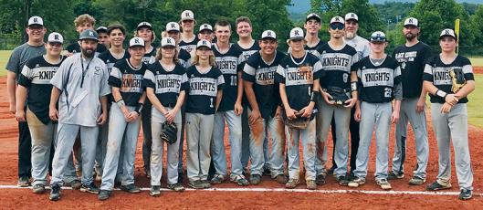 The Robbinsville Black Knights gather for a celebratory photo after winning the June 10 regular-season finale in Hayesville 12-6. The win ended the Yellow Jackets’ undefeated season. Photo by Kevin Hensley/sports@grahamstar.com