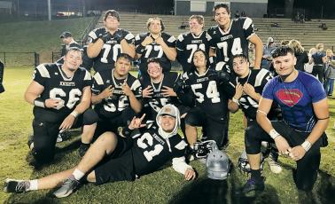 Robbinsville’s defense held Swain County to just 139 total yards of offense Tuesday night. All names are from left. Front row: Drake Hill and Eddie Brooms. Second row: Haden Key, Carlos Wesley, Carson White, Carlos Lopez and Koleson Dooley. Back row: Jacob Teesateskie, Tytan Teesateskie, Tysen Greene and Ben Wachacha. Photo by Kevin Hensley/sports@grahamstar.com