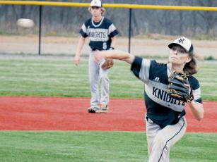 Black Knights senior Kade Garrison delivers a pitch during April 11’s road game against Brevard. Garrison tossed a complete game in Robbinsville’s 8-1 win over Andrews on Friday. Photo courtesy of Crystal White/Robbinsville High School