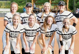 After May 5’s regular-season finale against Hiwassee Dam, the Robbinsville softball program recognized its eight seniors. All names are listed from left. Front row: Sarah Gibby, Baylee Parham, Aynsley Fink and Brook Turpin. Back row: Halee Anderson, Ally Ayers, Patience Frapp and Ivy Odom. Photo by Kevin Hensley/sports@grahamstar.com
