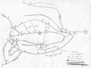 This sketch provides the estimated path of travel for the Town of Lake Santeetlah’s water system. The town is working with Robbinsville to borrow equipment that would provide an exact map – something Lake Santeetlah has never had.