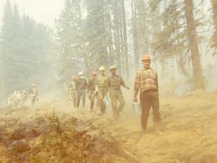 Firefighters in Washington State during August 1970. Photo by Marshall McClung/The Graham Star