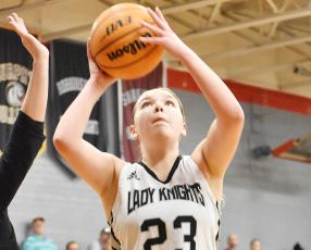 Sophomore small forward Liz Carpenter had 17 points for Robbinsville in the Lady Knights' tournament-semifinal win over Murphy on Tuesday. Photos by Kevin Hensley/sports@grahamstar.com