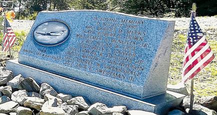A memorial – with names of those lost engraved into the stone – was placed on private land about six miles east of the 1982 crash site of a U.S. Air Force C-141B cargo jet. A new bill would have the memorial closer to the site of the crash, which is off the Cherohala Skyway. Photo courtesy of Randy Foster/Community Newspapers, Inc.