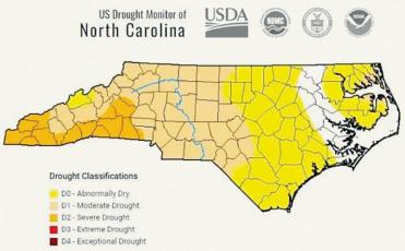 A heavy lack of rainfall has produced a drought across western North Carolina. As seen from this U.S. Drought Monitor of North Carolina map, Graham County is under a “severe drought.” Map courtesy of North Carolina Department of Environmental Quality 